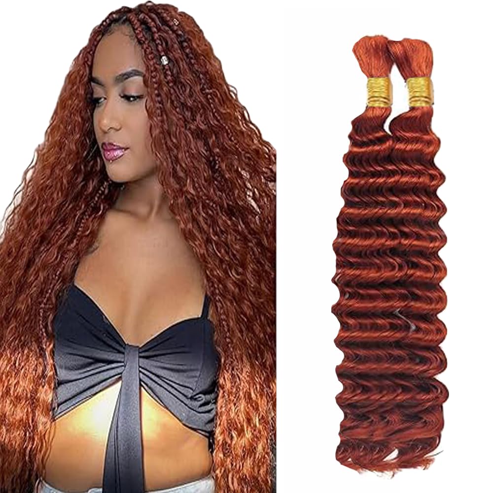 Deep Wave Human Hair for Braiding Human Hair Unprocessed No Weft Bulk Braiding Hair Extensions for Boho Braids #1B Natural Black Color 14 14 Inch 2 Bundles Total 100 g One Pack 
