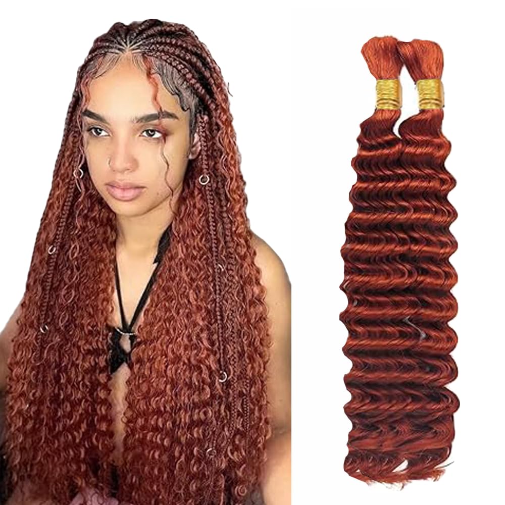 Deep Wave Human Hair for Braiding Human Hair Unprocessed No Weft Bulk Braiding Hair Extensions for Boho Braids #1B Natural Black Color 14 14 Inch 2 Bundles Total 100 g One Pack 