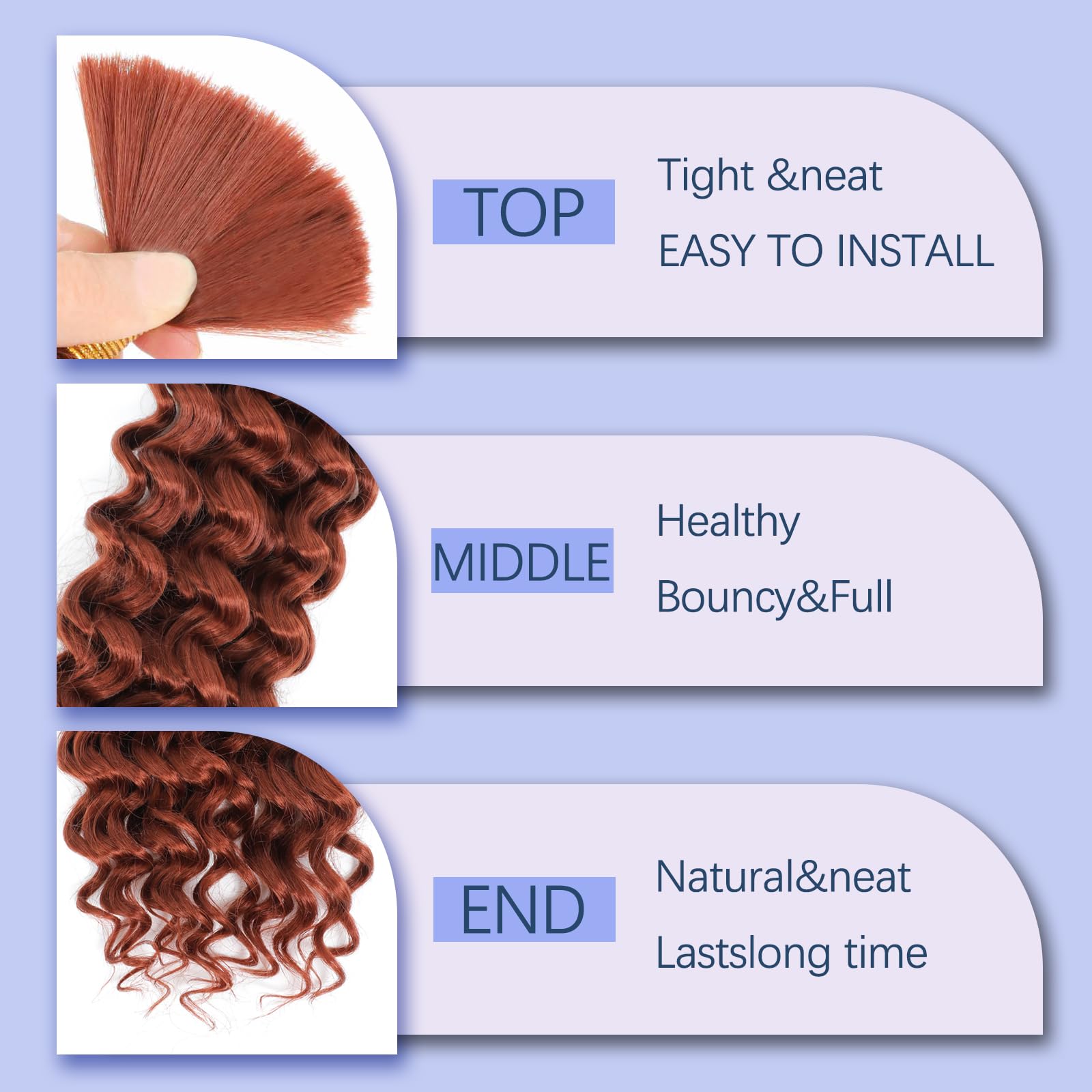 Deep Wave Bulk Hair 18 Inch Synthetic Braiding Hair Curly Crochet Hair Boho Braids Natural Color for Hair Extensions (1B, 18 Inches (6 Bundles)) 