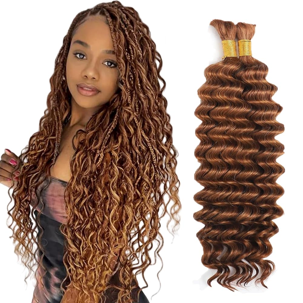 Deep Wave Human Hair for Braiding Human Hair Unprocessed No Weft Bulk Braiding Hair Extensions for Boho Braids #1B Natural Black Color 14 14 Inch 2 Bundles Total 100 g One Pack 
