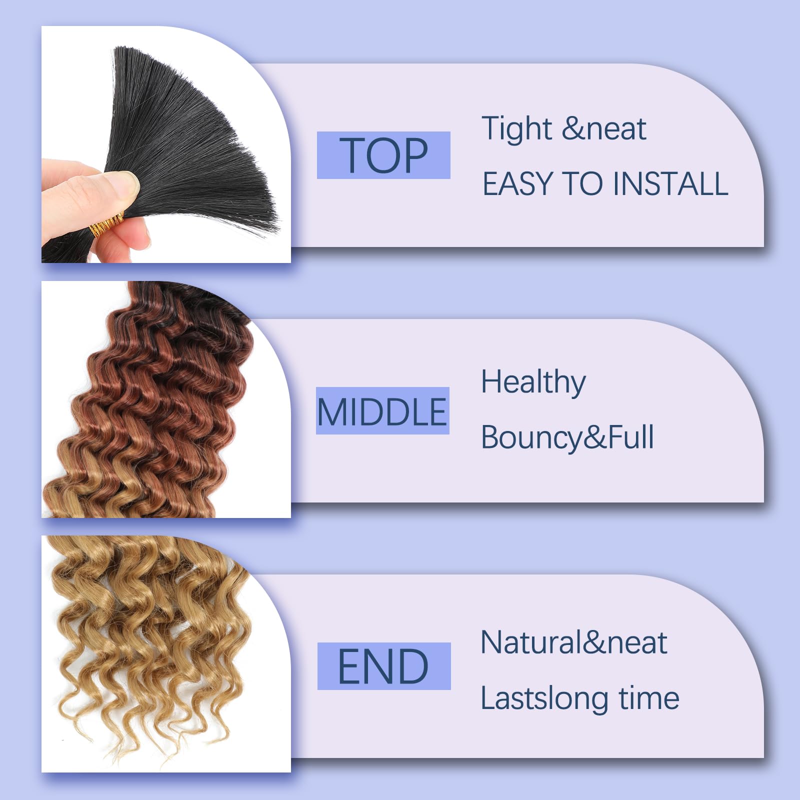 Deep Wave Bulk Hair 18 Inch Synthetic Braiding Hair Curly Crochet Hair Boho Braids Natural Color for Hair Extensions (1B, 18 Inches (6 Bundles)) 