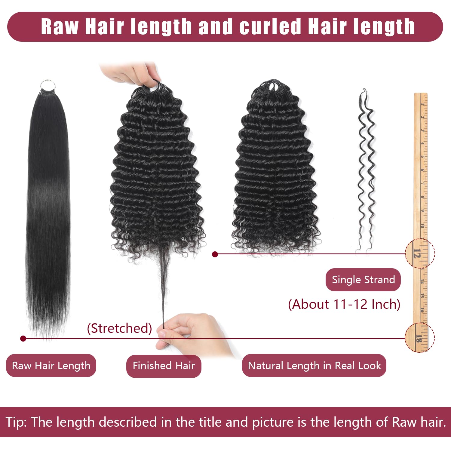 Human Crochet Hair for Black Women Deep wave Crochet Human Hair Bundles 18 Inch 50g Pre-Separated Feather Crochet Human Hair Deep Wavy Invisible Crochet Hair Extensions 40 Strands Natural Black 
