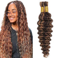 Deep Wave Human Hair for Braiding Human Hair Unprocessed No Weft Bulk Braiding Hair Extensions for Boho Braids #1B Natural Black Color 14 14 Inch 2 Bundles Total 100 g One Pack 