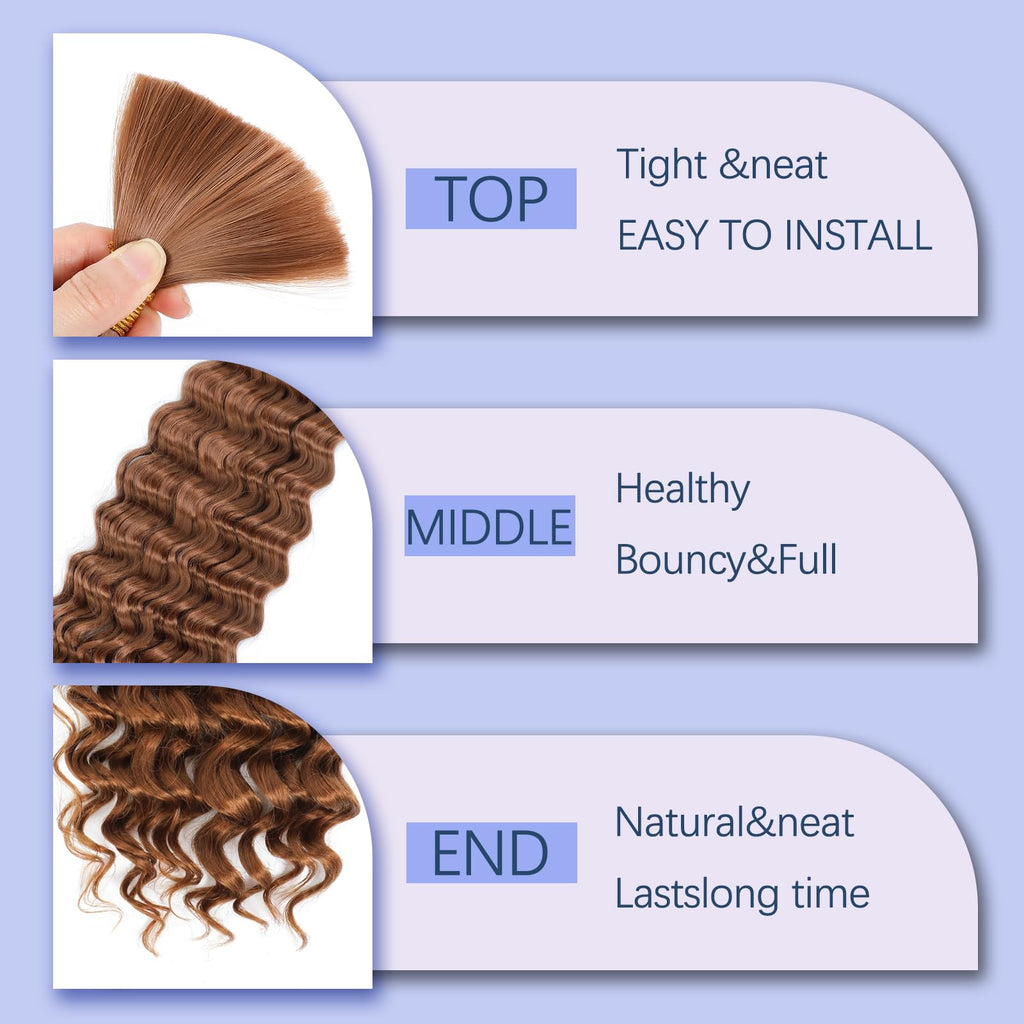 Deep Wave Bulk Hair 18 Inch Synthetic Braiding Hair Curly Crochet Hair Boho Braids Natural Color for Hair Extensions (1B, 18 Inches (6 Bundles)) 