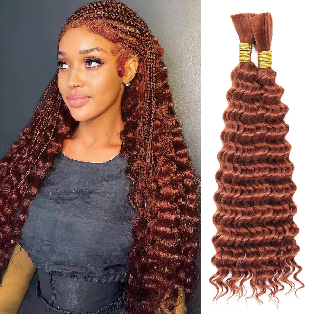 Deep Wave Bulk Hair 18 Inch Synthetic Braiding Hair Curly Crochet Hair Boho Braids Natural Color for Hair Extensions (1B, 18 Inches (6 Bundles)) 