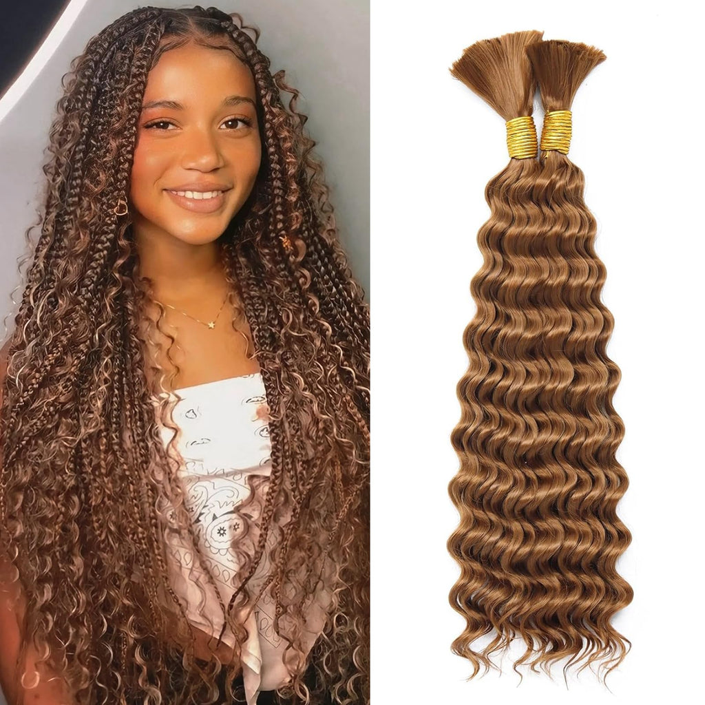 Deep Wave Bulk Hair 18 Inch Synthetic Braiding Hair Curly Crochet Hair Boho Braids Natural Color for Hair Extensions (1B, 18 Inches (6 Bundles)) 