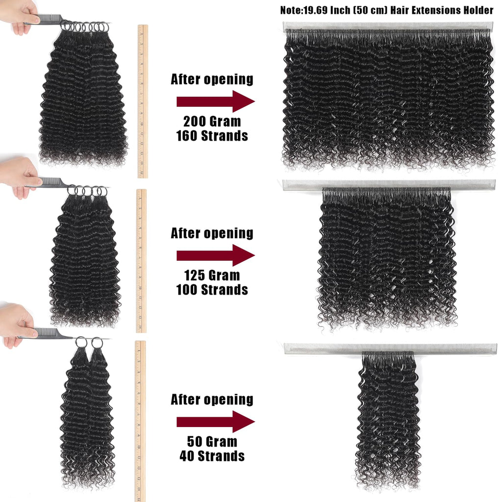 Human Crochet Hair for Black Women Deep wave Crochet Human Hair Bundles 18 Inch 50g Pre-Separated Feather Crochet Human Hair Deep Wavy Invisible Crochet Hair Extensions 40 Strands Natural Black 
