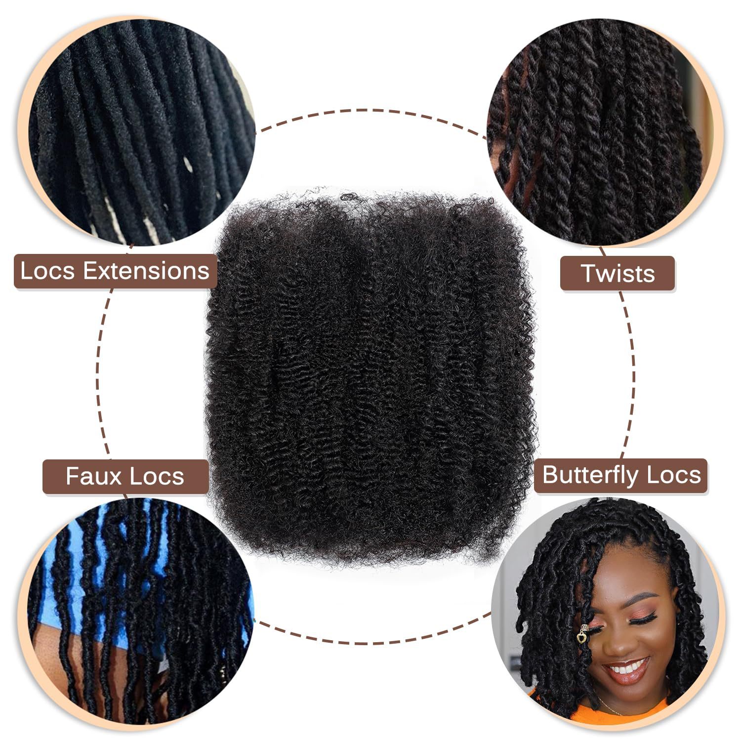 African 4C Hair Crochet Human Weaving Natural Color Fashion