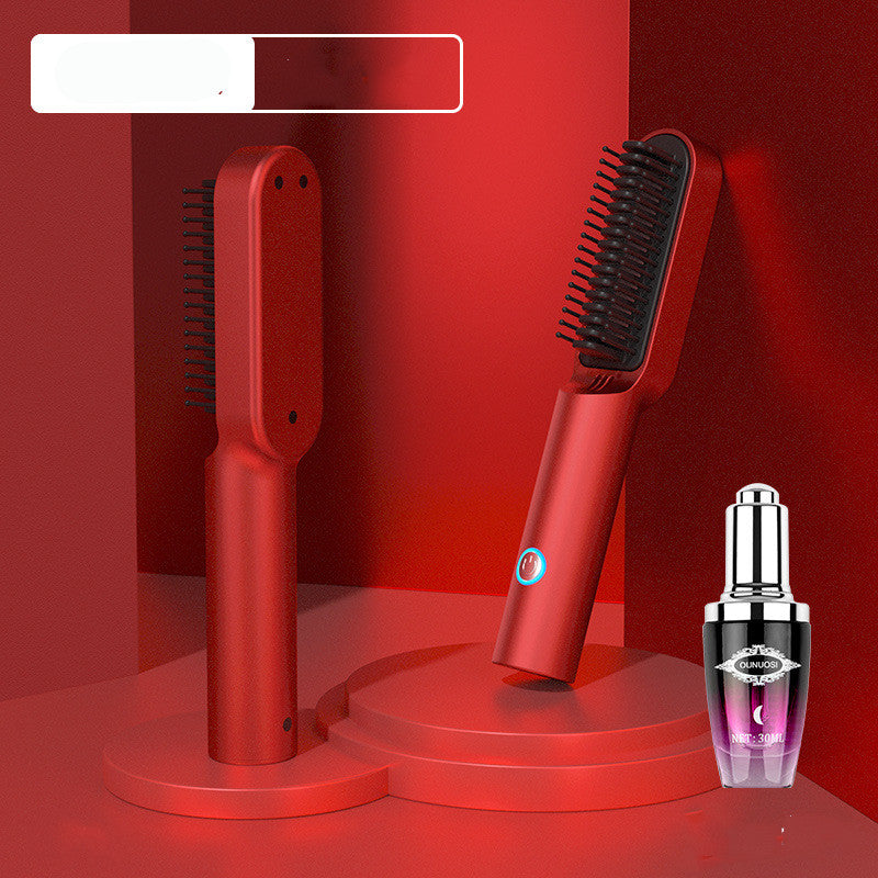 Brosse séchoir à air chaud portable USB rechargeable professionnelle 2 en 1, mini lisseur et boucleur, styler de cheveux