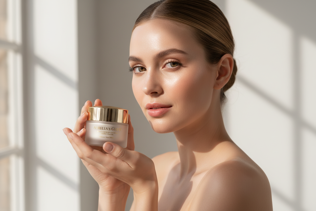 Model med ansigts creme